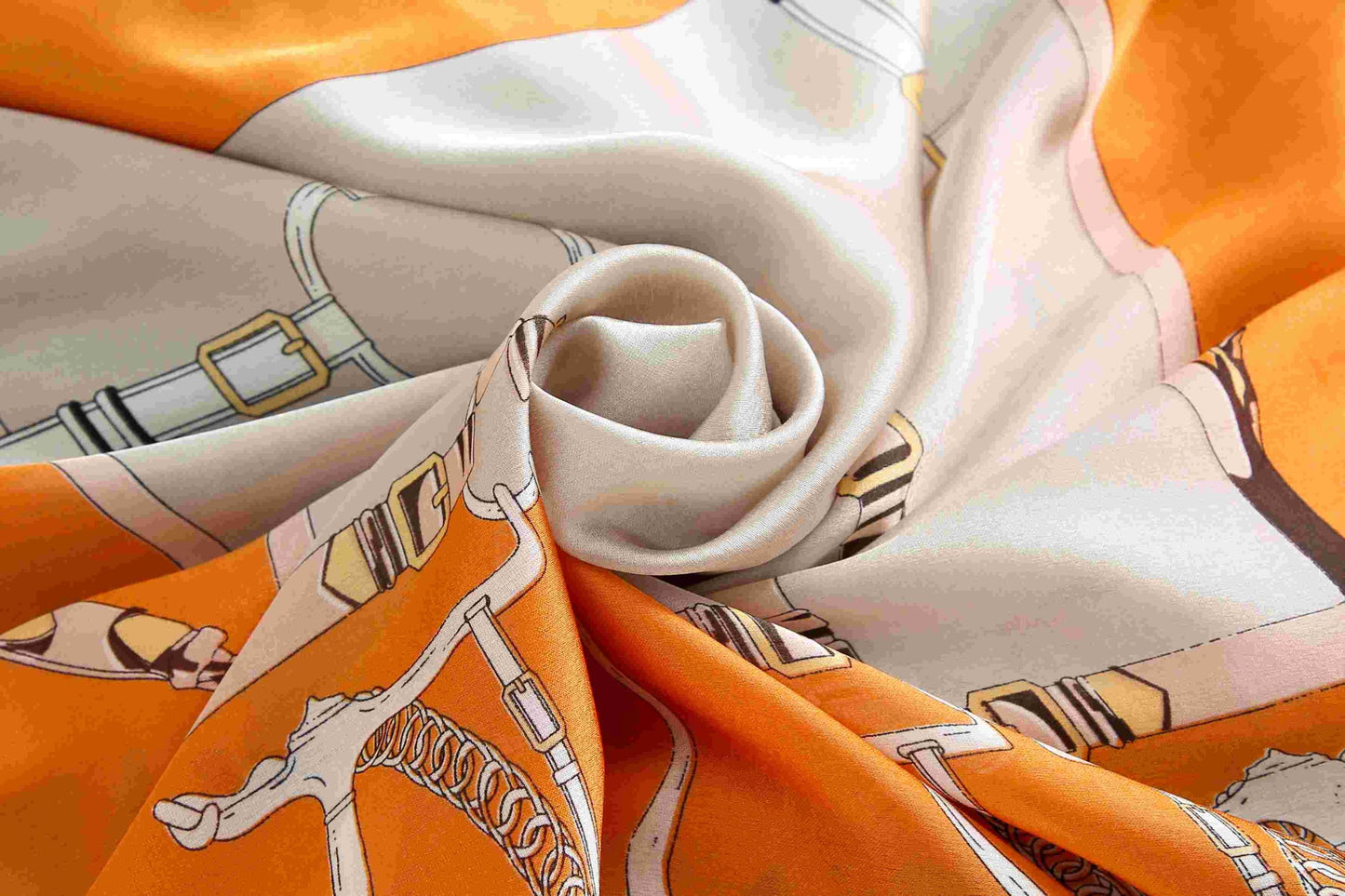 Luxury Printed Silk Scarf – Brick Orange