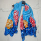 Luxury Satin Silk Scarf - Blue Blossom Elegance