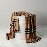 Luxury Satin Silk Scarf - Golden Grid