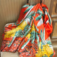 Luxury Satin Silk Scarf - Tropical Bloom