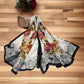 Luxury Printed Satin Silk Scarf – Black & White Floral
