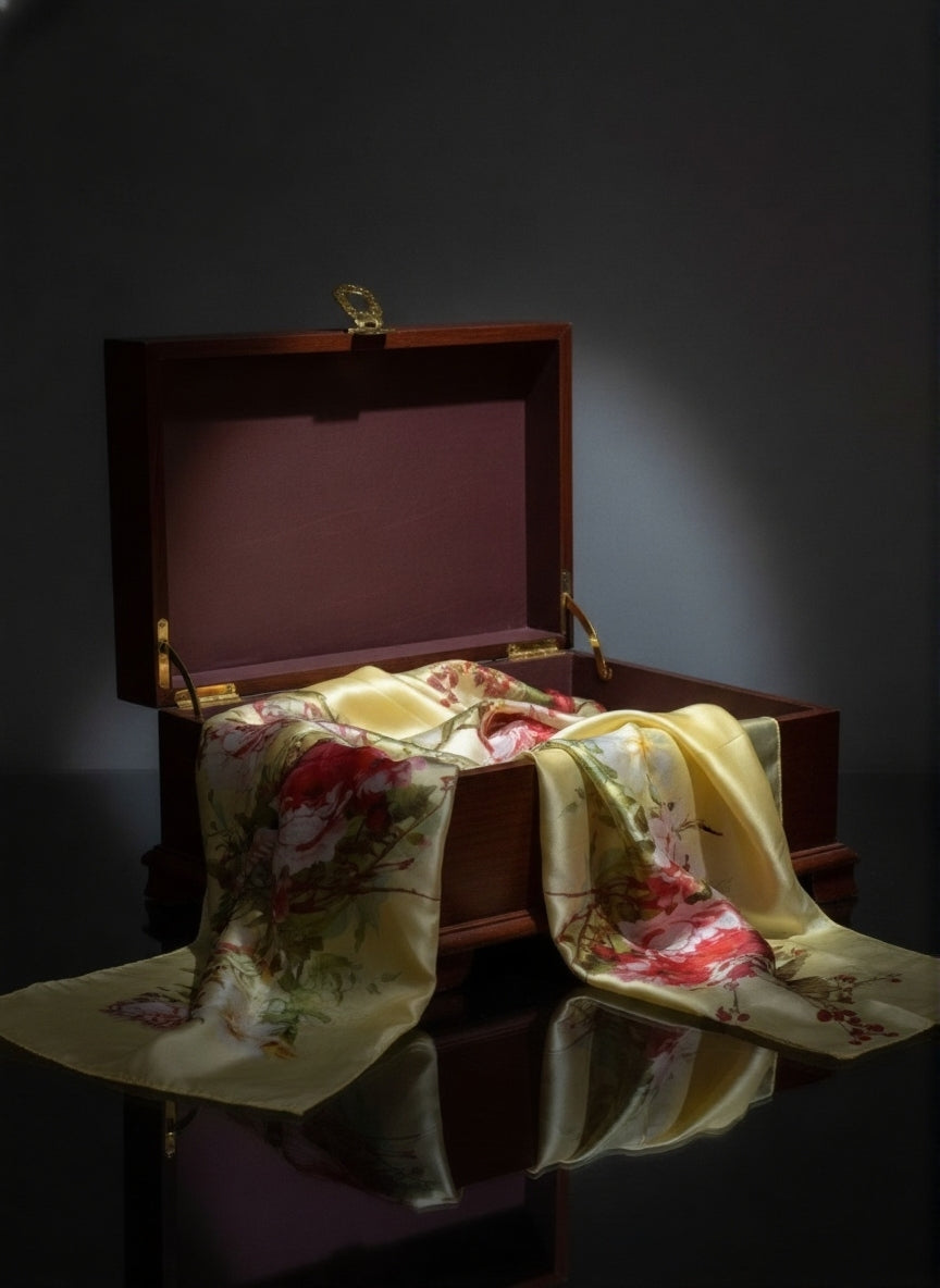 Luxury Silk Scarf - Pastel Floral