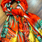 Luxury Satin Silk Scarf - Tropical Bloom