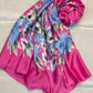 Luxury Satin Silk Scarf - Floral Pink