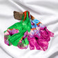 Luxury Satin Silk Scarf – Pink Green Bloom