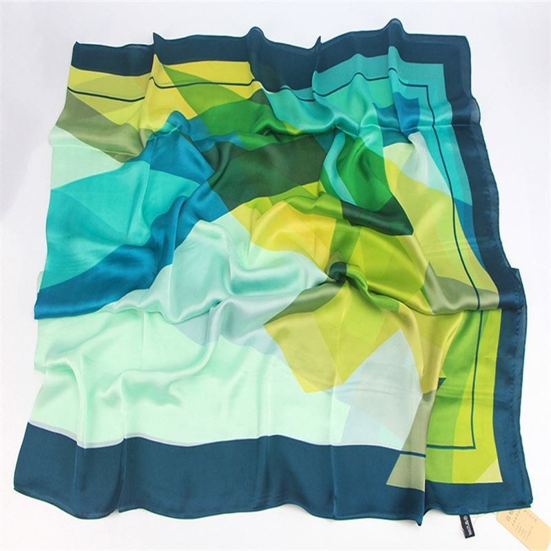 Luxury Printed Silk Scarf – Greenish Blue