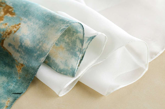 Luxury Printed Silk Scarf – Mineral Green