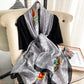 Luxury Printed Silk Scarf – Minimal Grey
