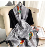 Luxury Printed Silk Scarf – Minimal Grey
